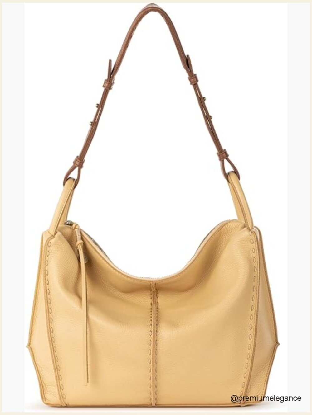 Large Leather Hobo Purse with Zipper Pocket - Everyday Travel Handbag